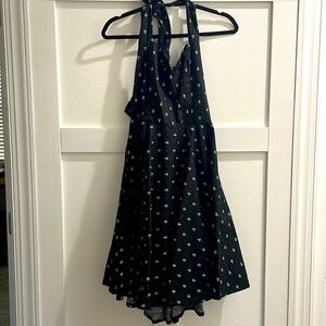 Pinup style halter dress! Black with red stars and anchors Size M